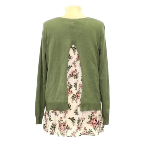 3/$20 Mock Layered Split Back Sweater, Green - Picture 7 of 10